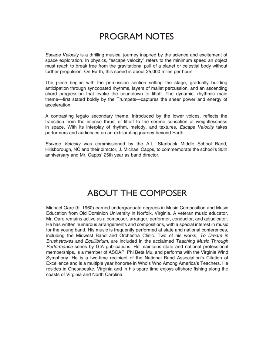 Escape Velocity - Conductor Score (Full Score) Concert Band scores gallery preview page 2
