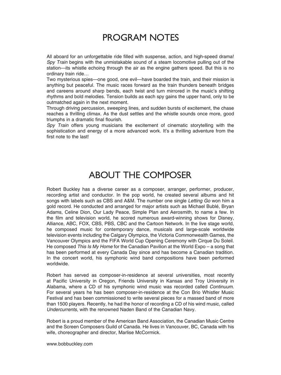 Spy Train - Conductor Score (Full Score) Concert Band scores gallery preview page 2