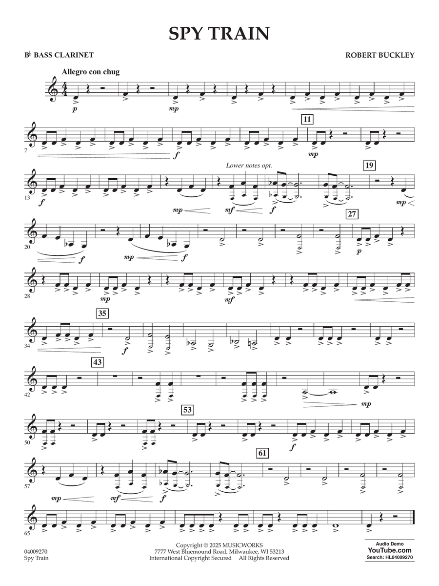 Spy Train - Bb Bass Clarinet Concert Band scores gallery preview page 1
