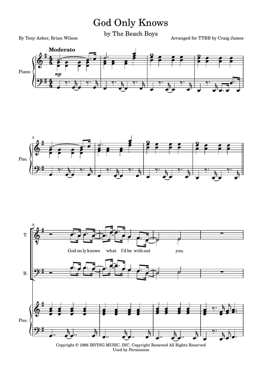 God Only Knows God Only Knows TTBB scores gallery preview page 1