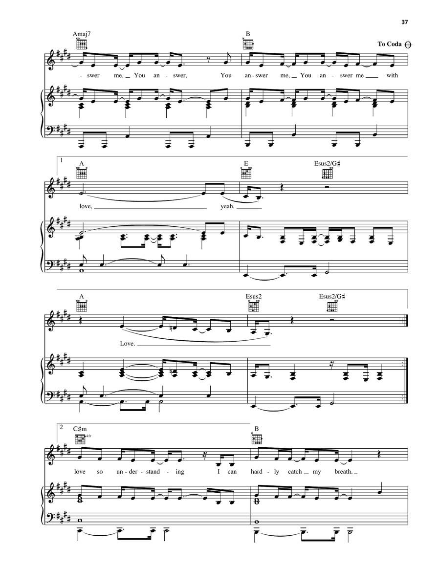 You Answer Me You Answer Me Piano, Vocal, Guitar scores gallery preview page 4