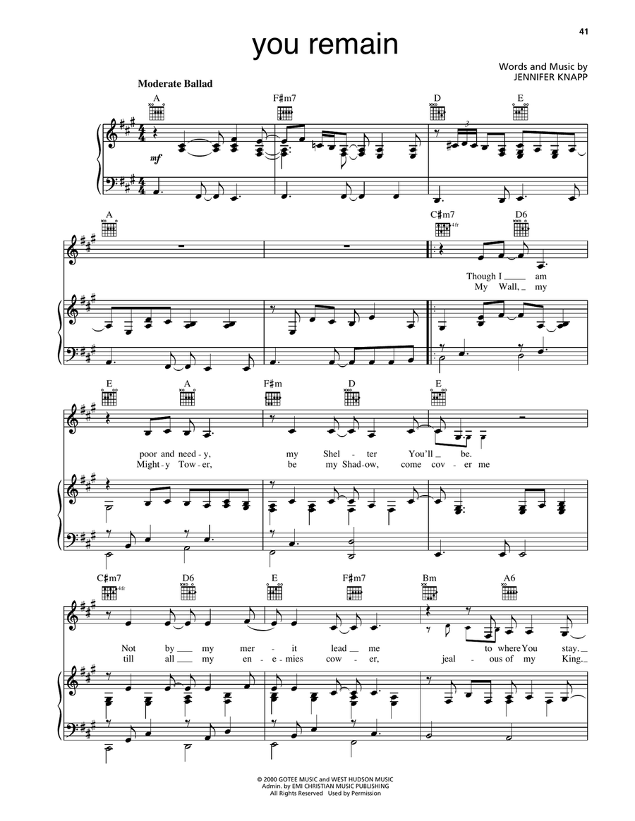 You Remain You Remain Piano, Vocal, Guitar scores gallery preview page 1