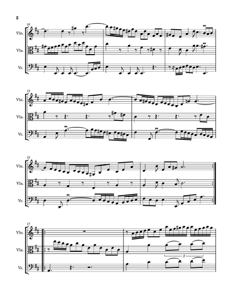 Prelude in D (Book 2 of the Well-tempered Clavier) String Trio scores gallery preview page 2