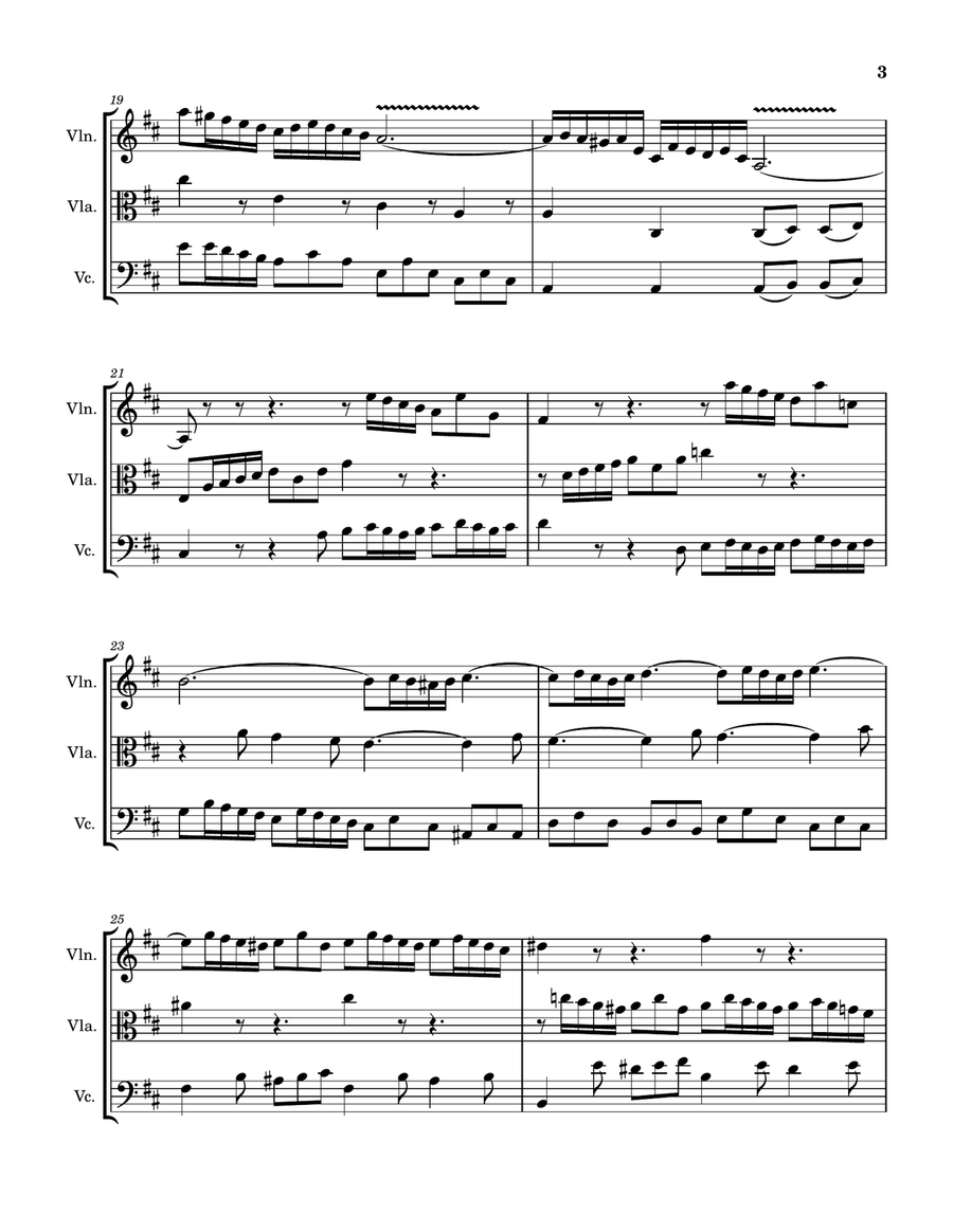 Prelude in D (Book 2 of the Well-tempered Clavier) String Trio scores gallery preview page 3
