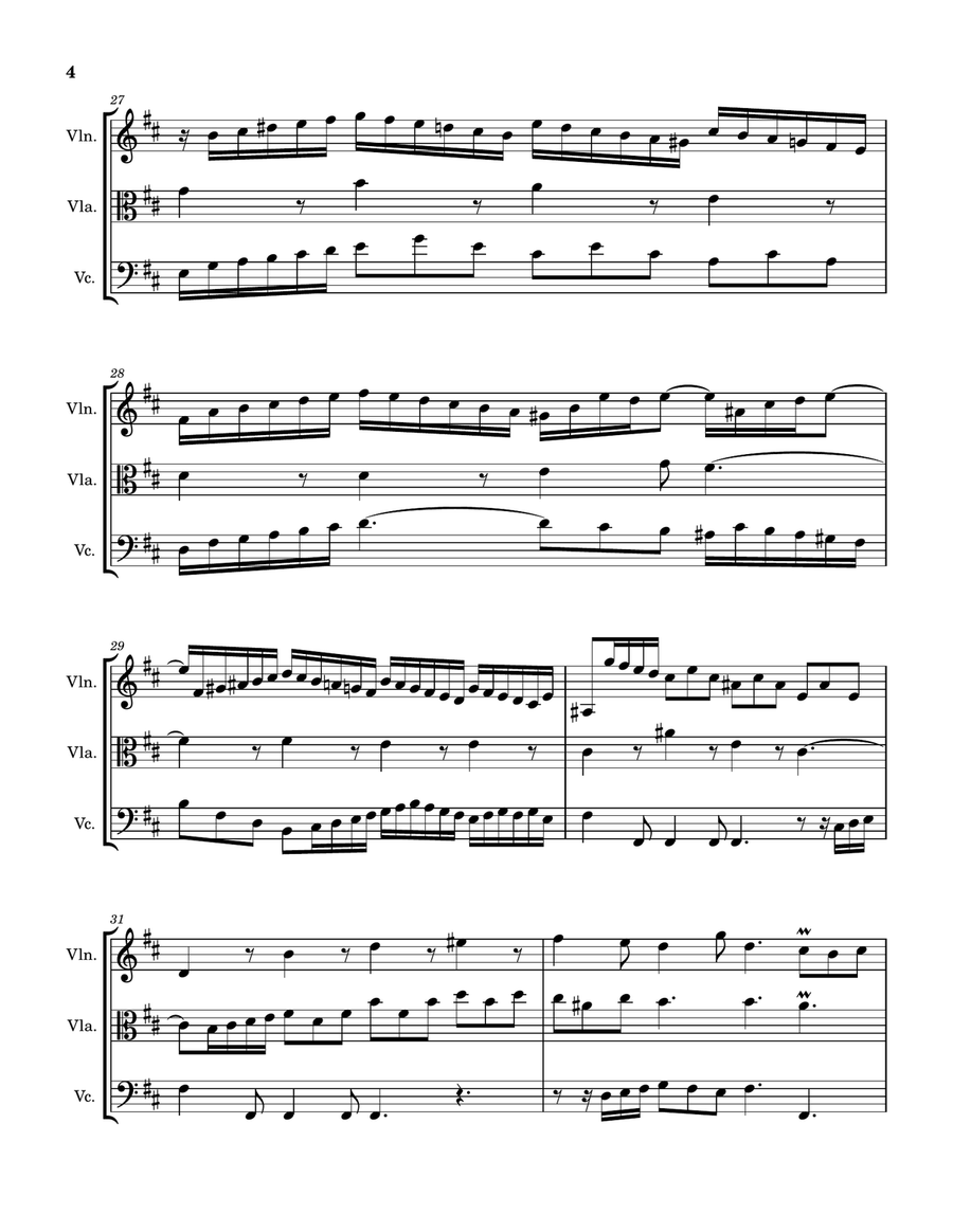 Prelude in D (Book 2 of the Well-tempered Clavier) String Trio scores gallery preview page 4