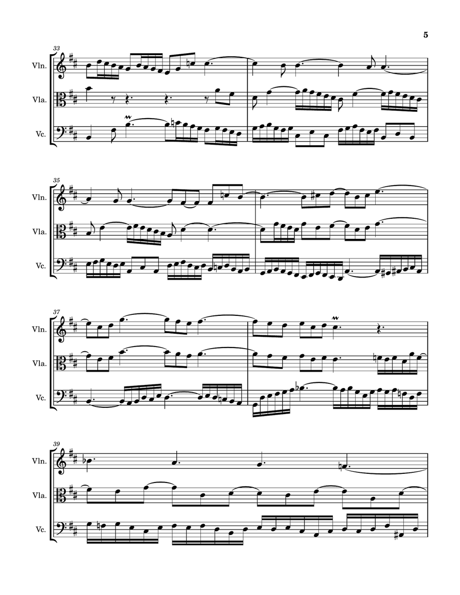 Prelude in D (Book 2 of the Well-tempered Clavier) String Trio scores gallery preview page 5