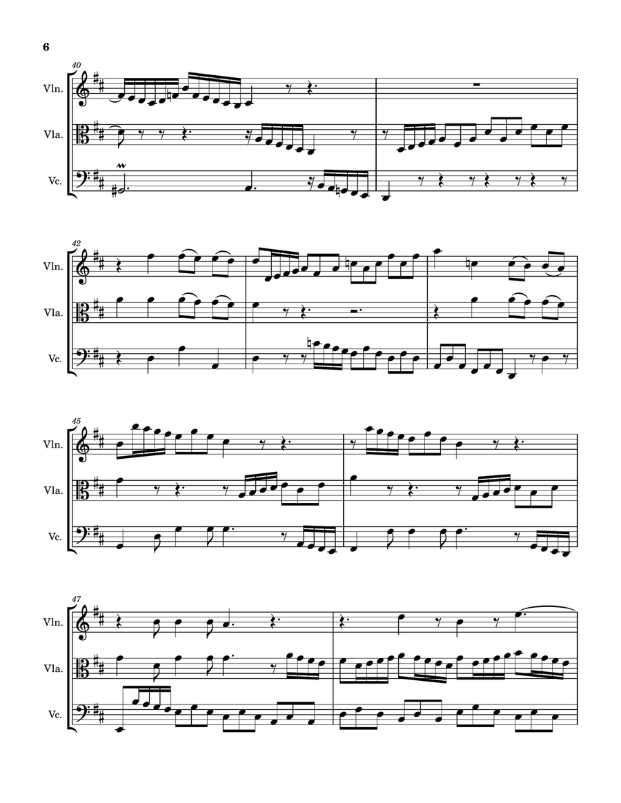 Prelude in D (Book 2 of the Well-tempered Clavier) String Trio scores gallery preview page 6