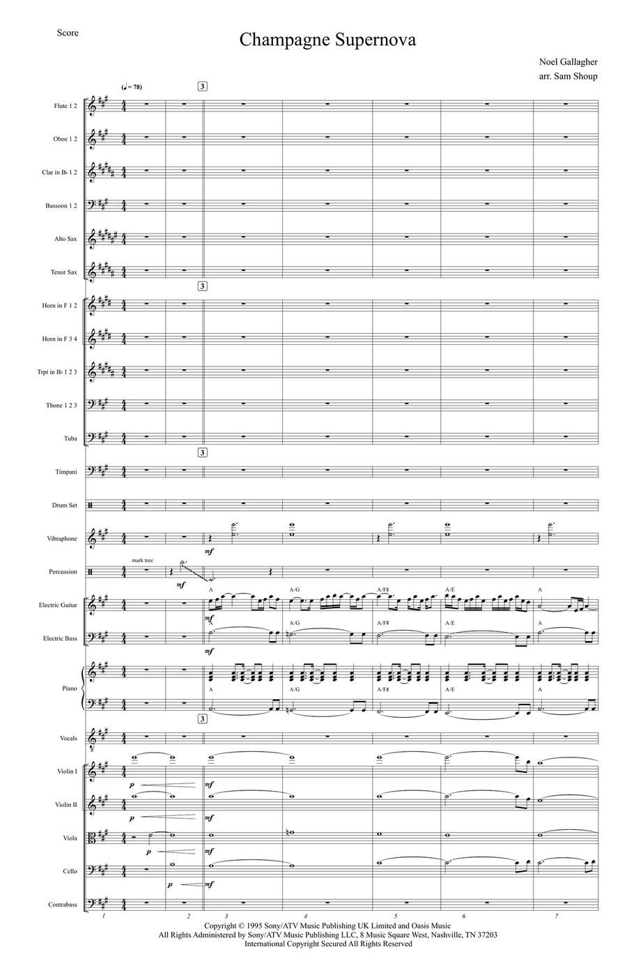 Champagne Supernova Champagne Supernova Full Orchestra scores gallery preview page 1