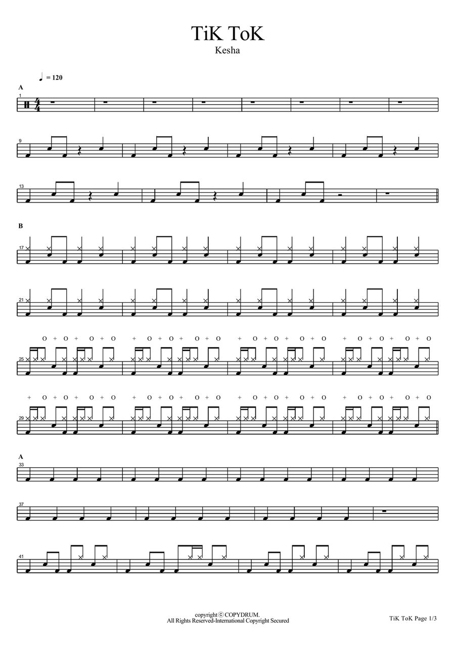 Tik Tok Tik Tok Drum Set scores gallery preview page 1