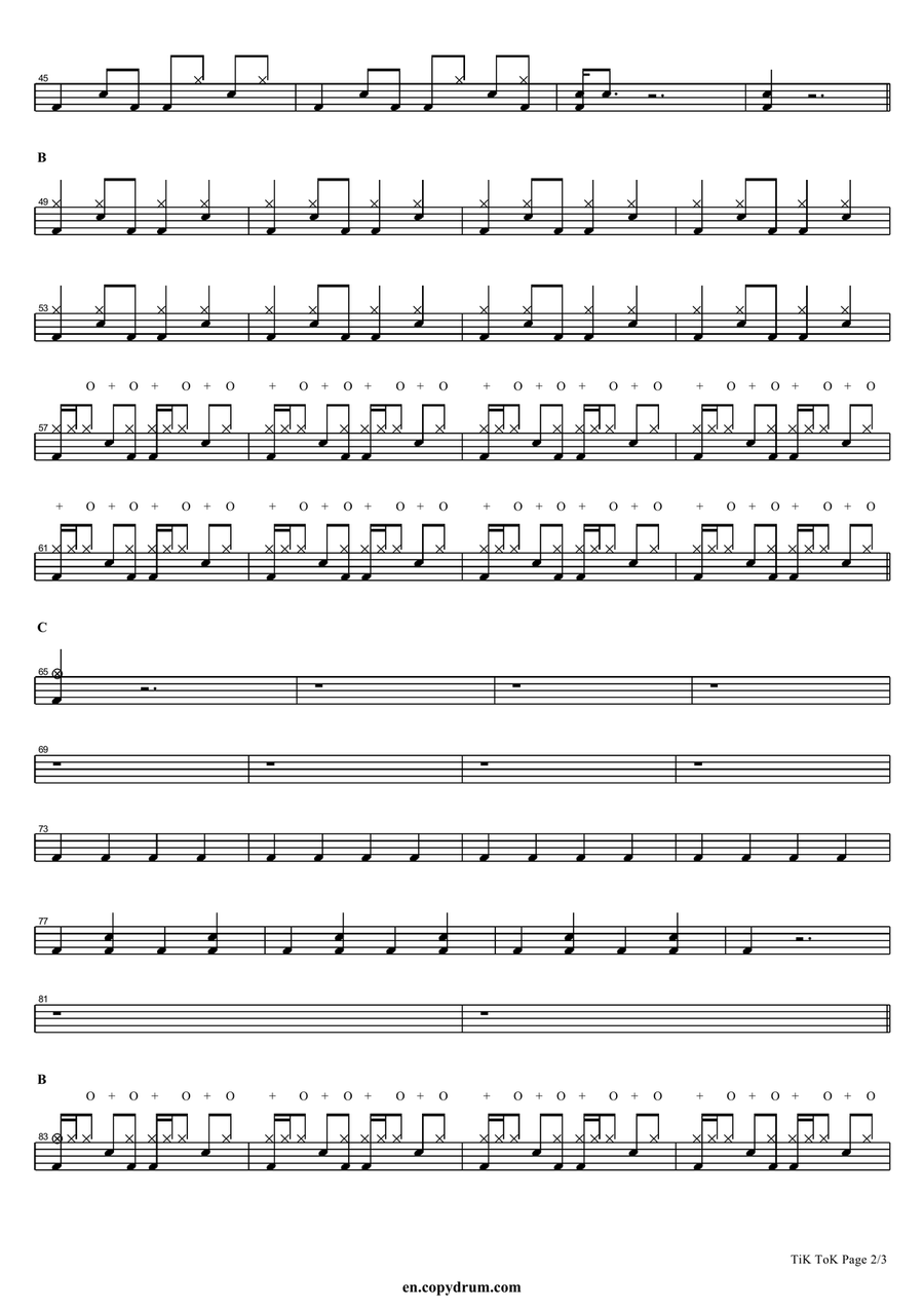 Tik Tok Tik Tok Drum Set scores gallery preview page 2