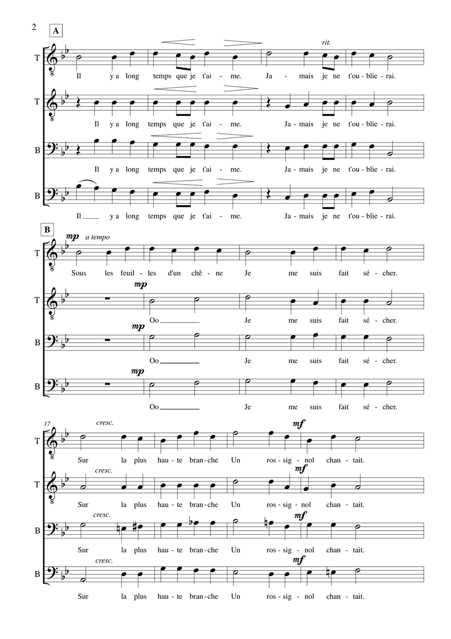 A la Claire Fontaine A la Claire Fontaine TTBB scores gallery preview page 3