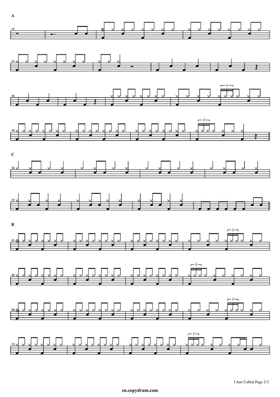 I Just Called I Just Called Drum Set scores gallery preview page 2