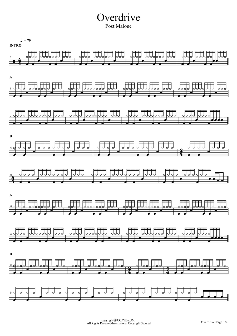 Overdrive Overdrive Drum Set scores gallery preview page 1