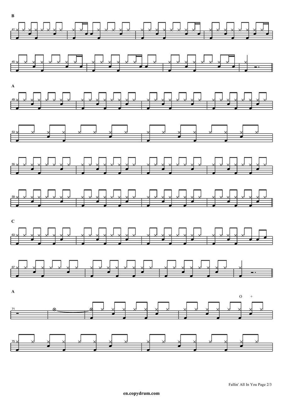 Fallin' All In You Fallin' All In You Drum Set scores gallery preview page 2