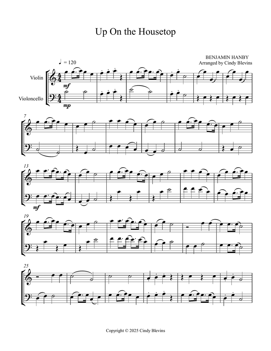 Up On the Housetop, for Violin and Cello String Duet scores gallery preview page 3