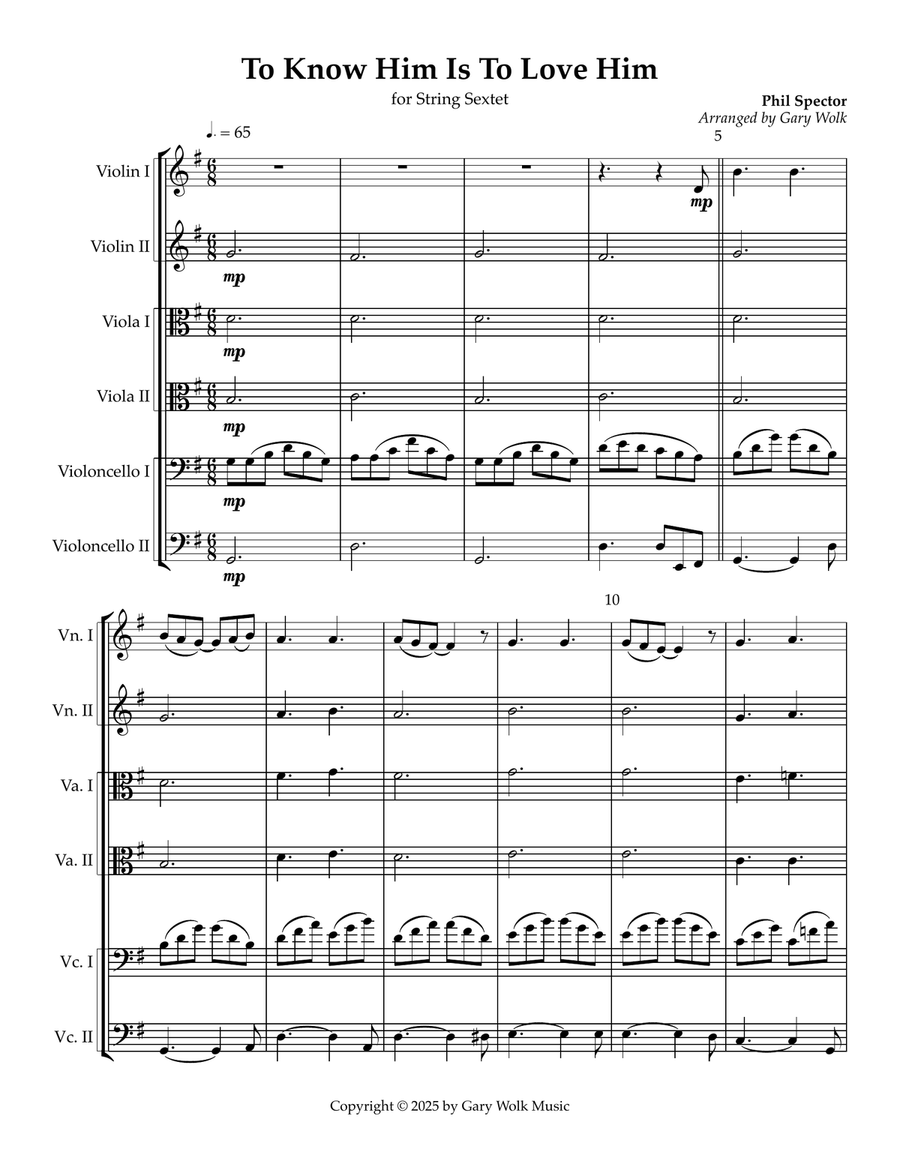 To Know Him Is To Love Him String Orchestra scores gallery preview page 1
