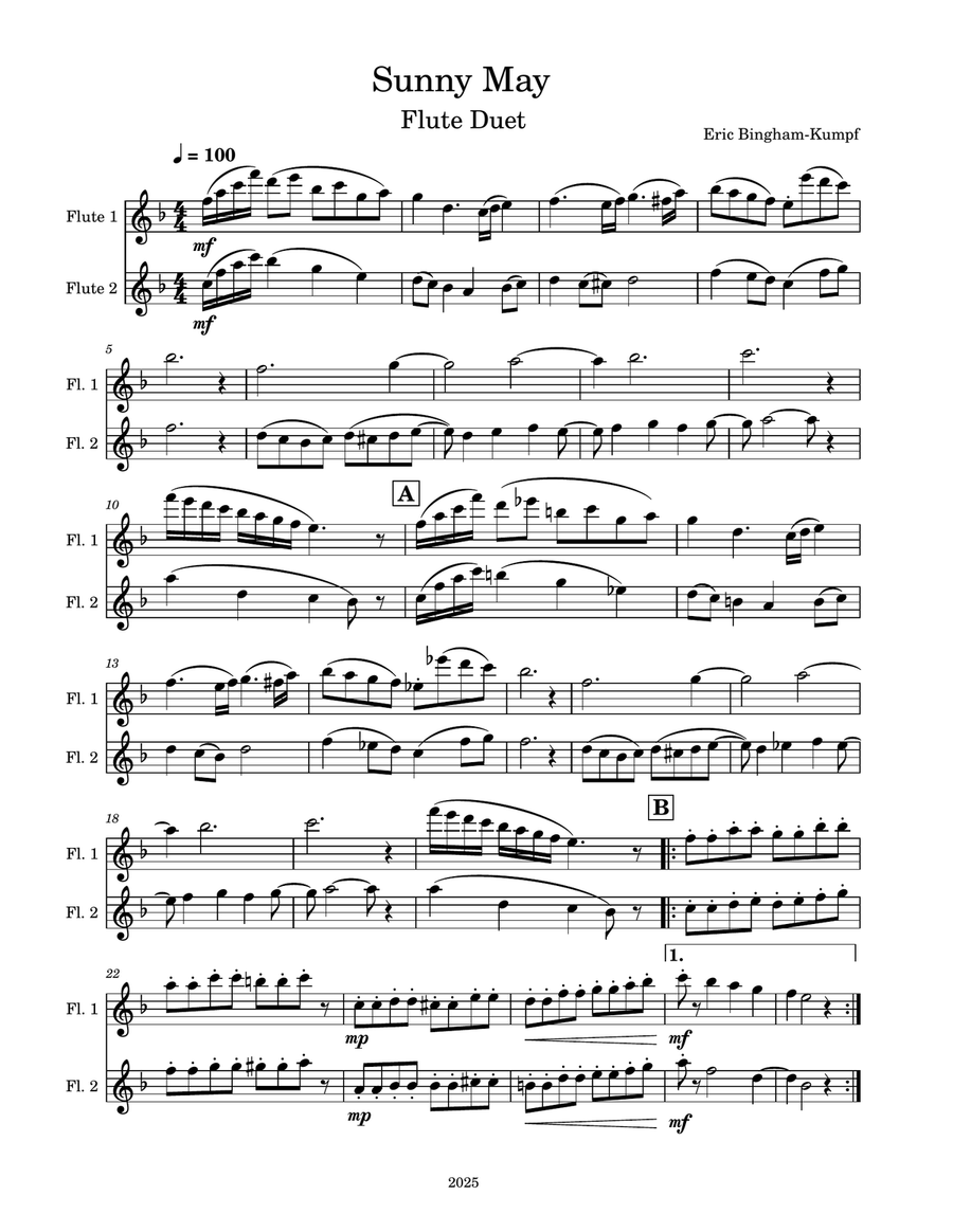 Sunny May Sunny May Flute Duet scores gallery preview page 1