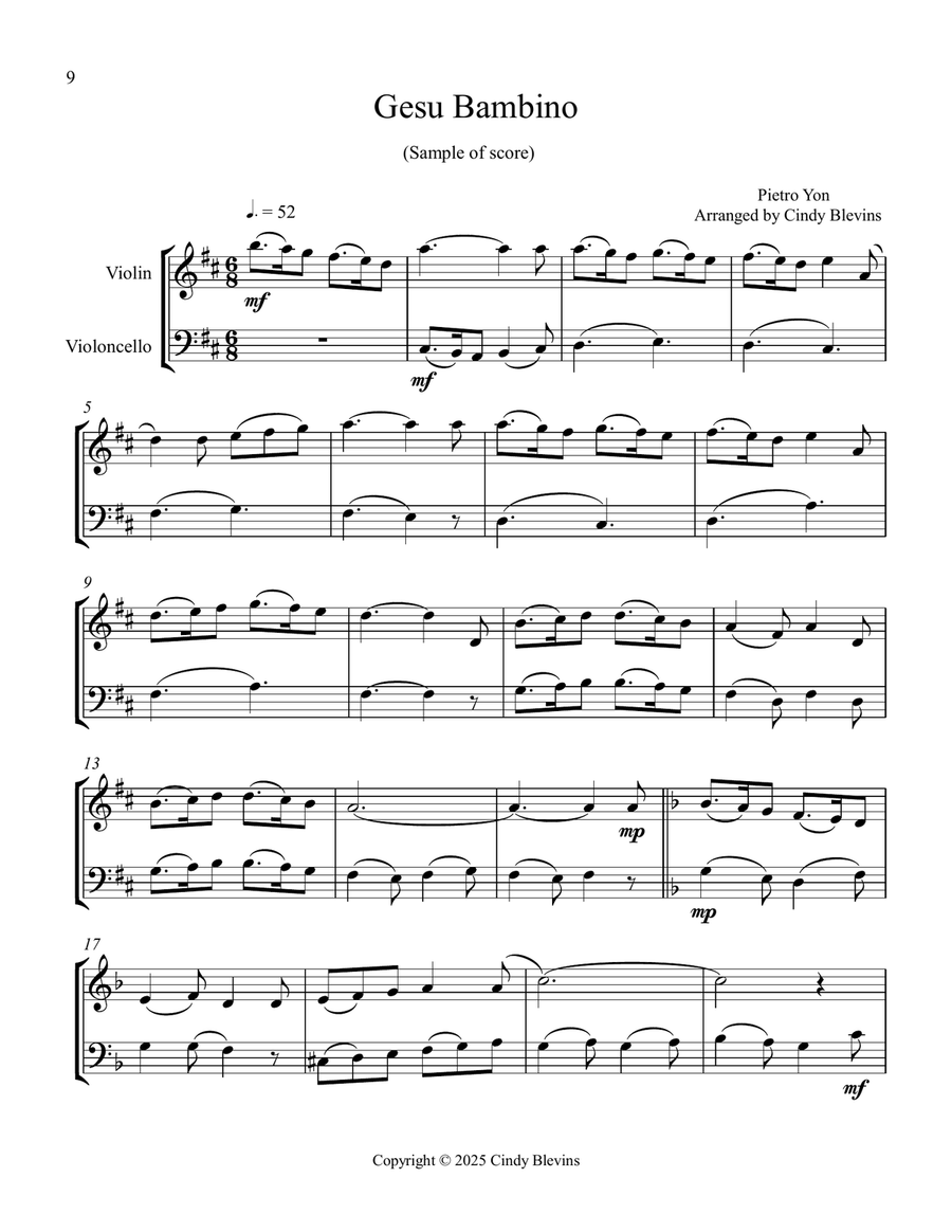 Violin and Cello for Christmas, Book 3 (12 Arrangements) String Duet scores gallery preview page 2