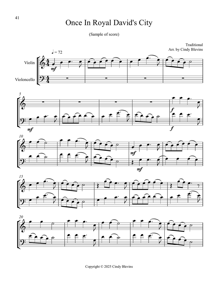 Violin and Cello for Christmas, Book 3 (12 Arrangements) String Duet scores gallery preview page 4