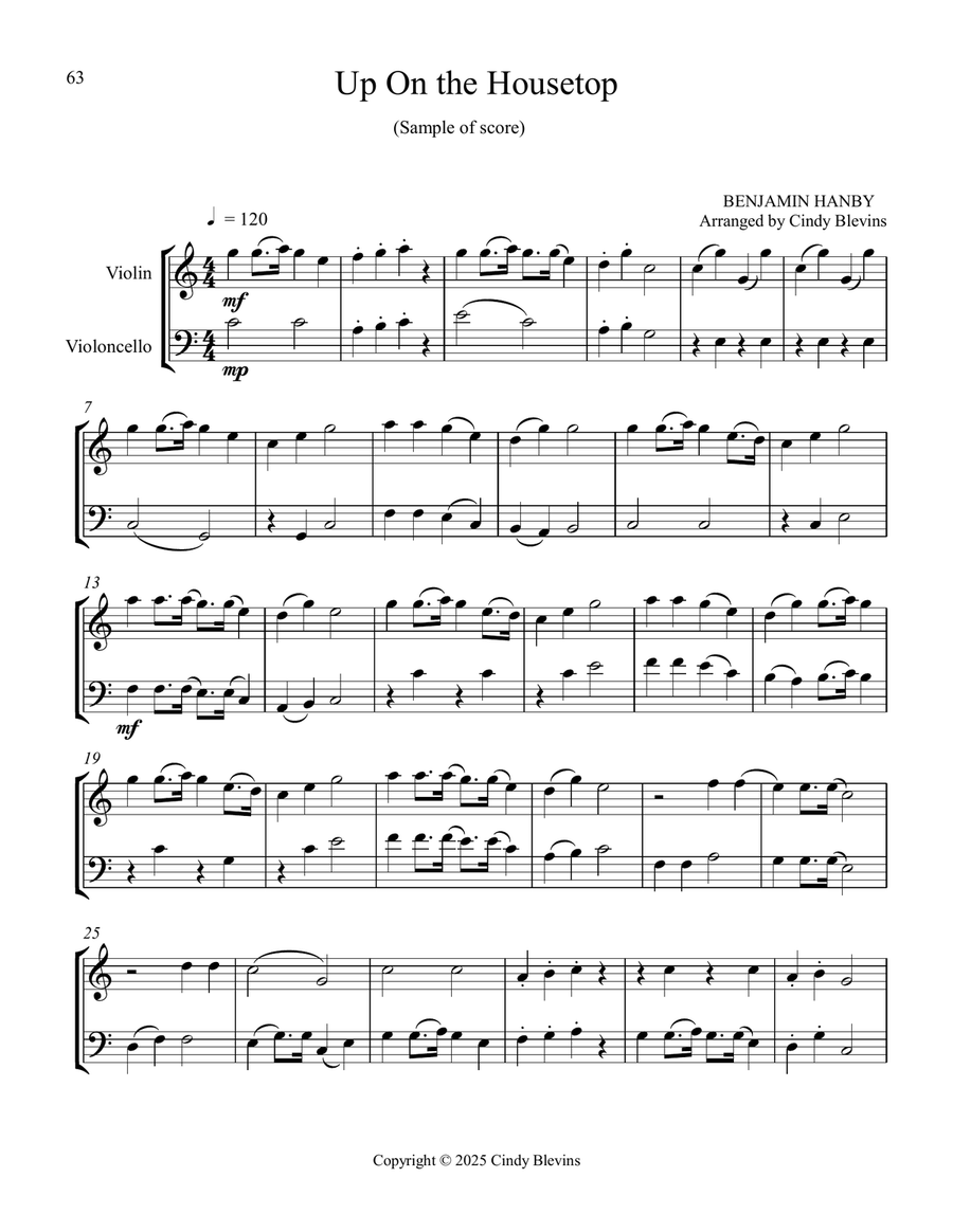 Violin and Cello for Christmas, Book 3 (12 Arrangements) String Duet scores gallery preview page 5