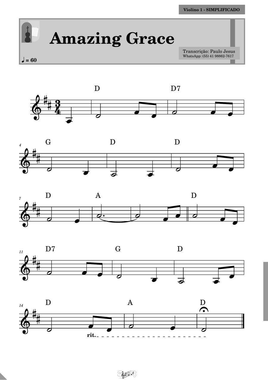 Amazing Grace - Solo Amazing Grace - Solo Violin Solo scores gallery preview page 1