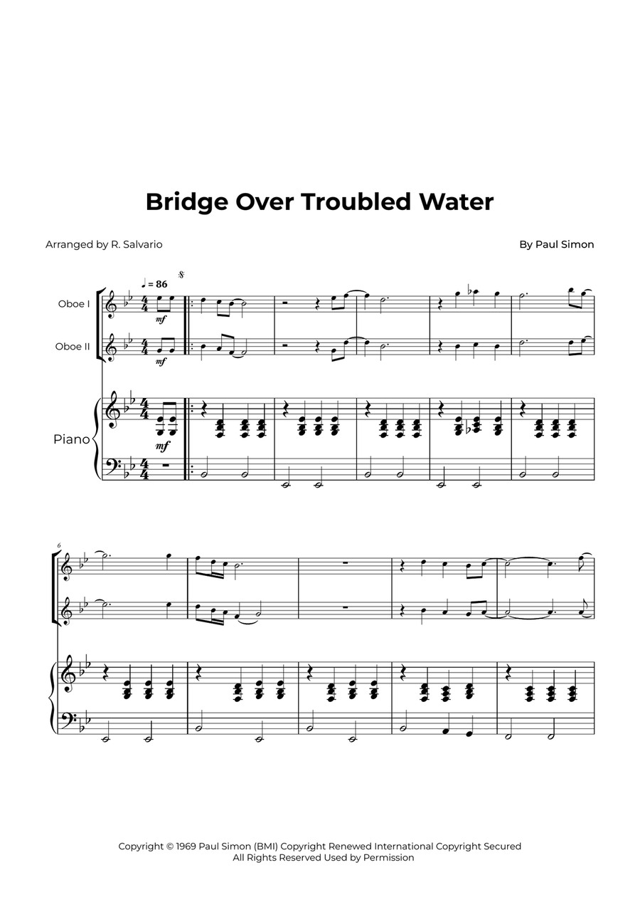 Bridge Over Troubled Water Woodwind Duet scores gallery preview page 1
