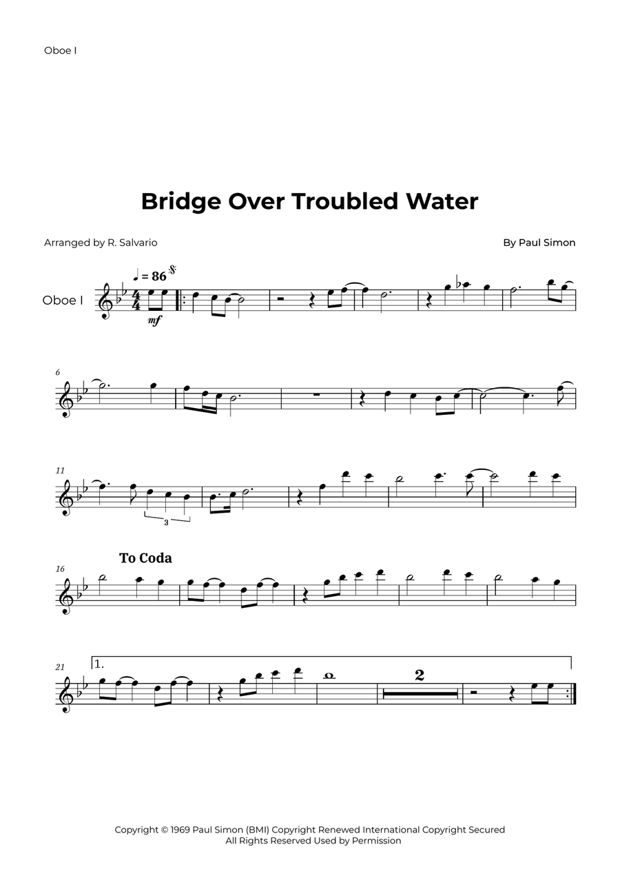 Bridge Over Troubled Water Woodwind Duet scores gallery preview page 4
