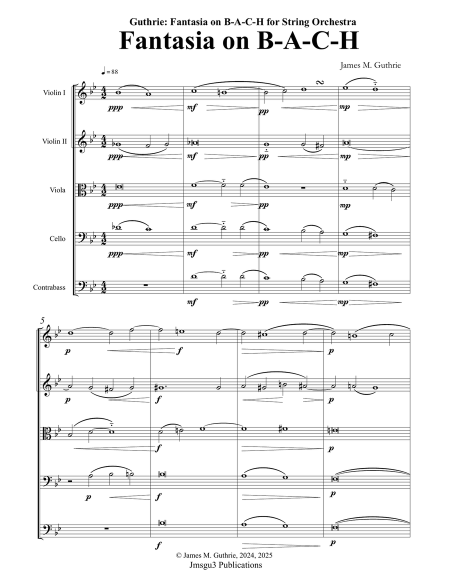 Guthrie: Fantasia on BACH for String Orchestra String Orchestra scores gallery preview page 1