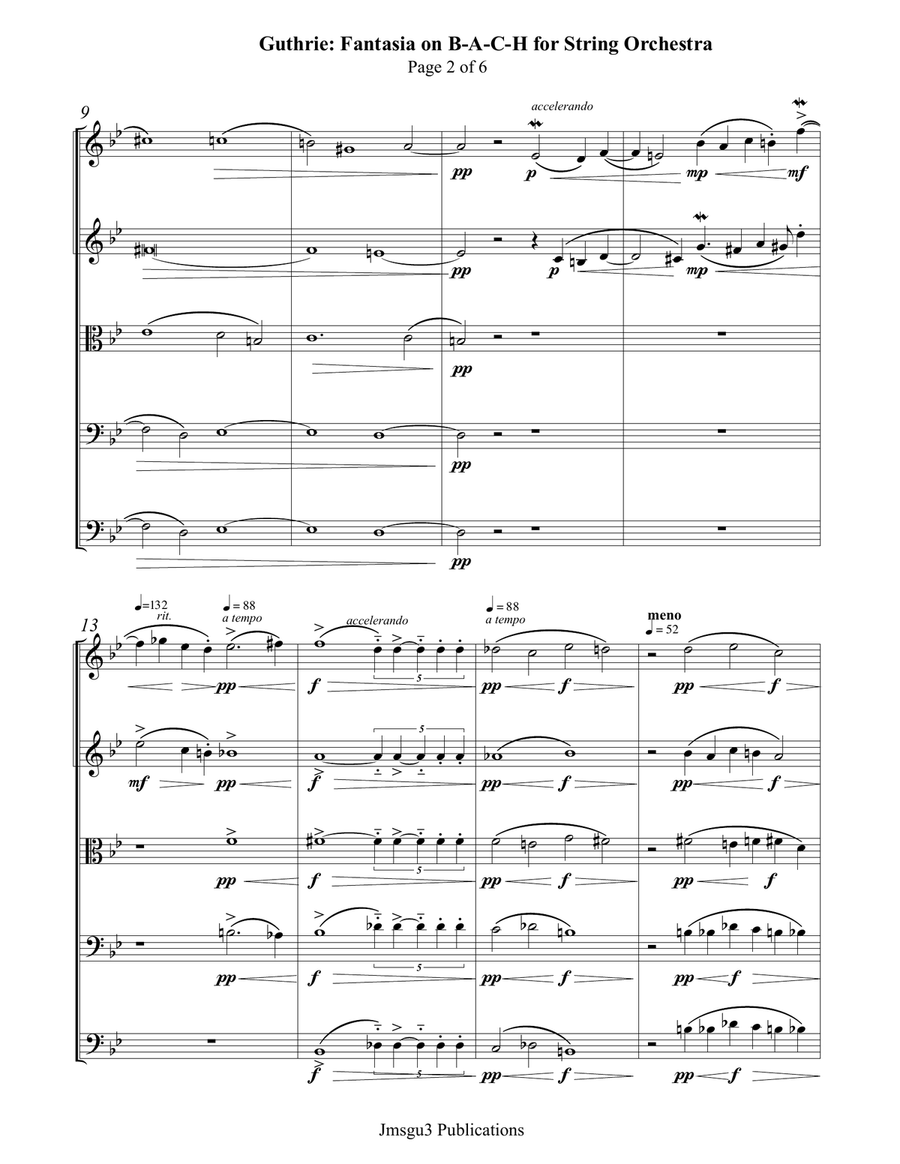 Guthrie: Fantasia on BACH for String Orchestra String Orchestra scores gallery preview page 2