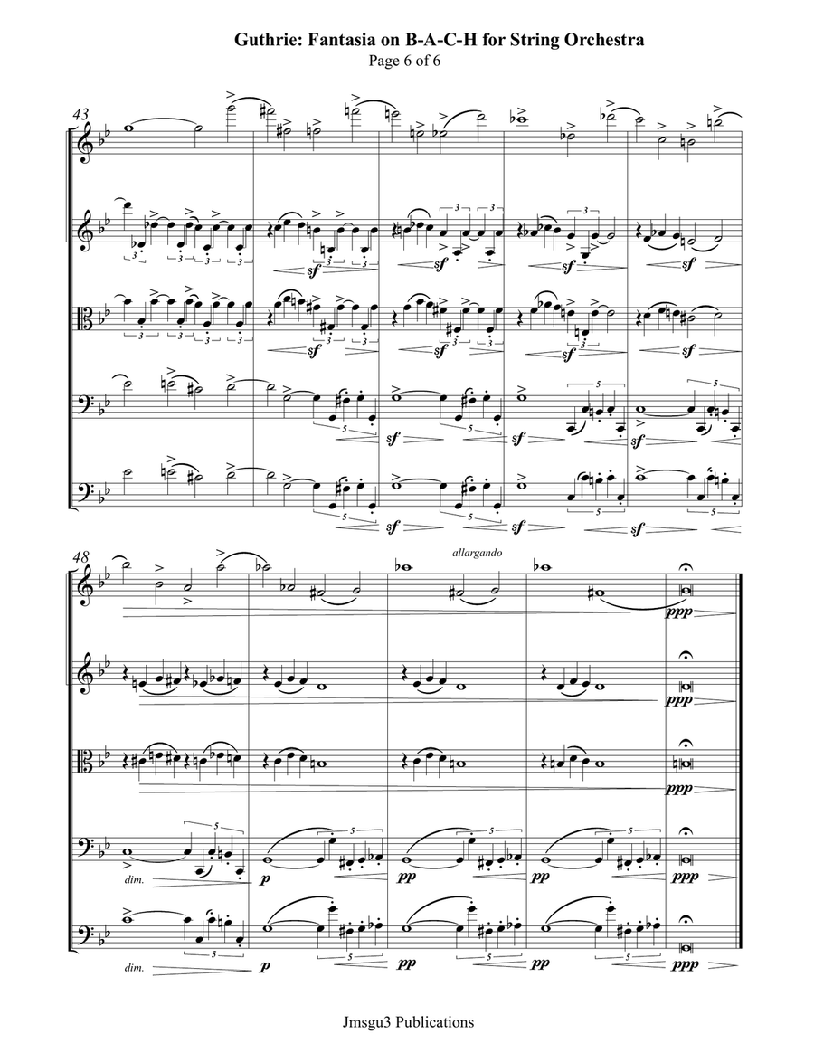 Guthrie: Fantasia on BACH for String Orchestra String Orchestra scores gallery preview page 6