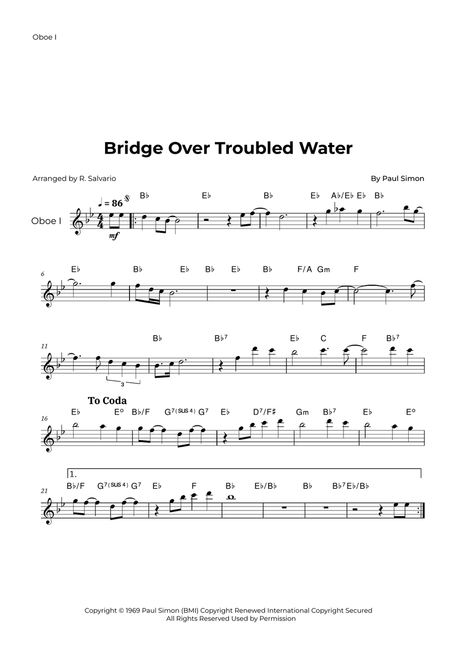 Bridge Over Troubled Water Woodwind Duet scores gallery preview page 4