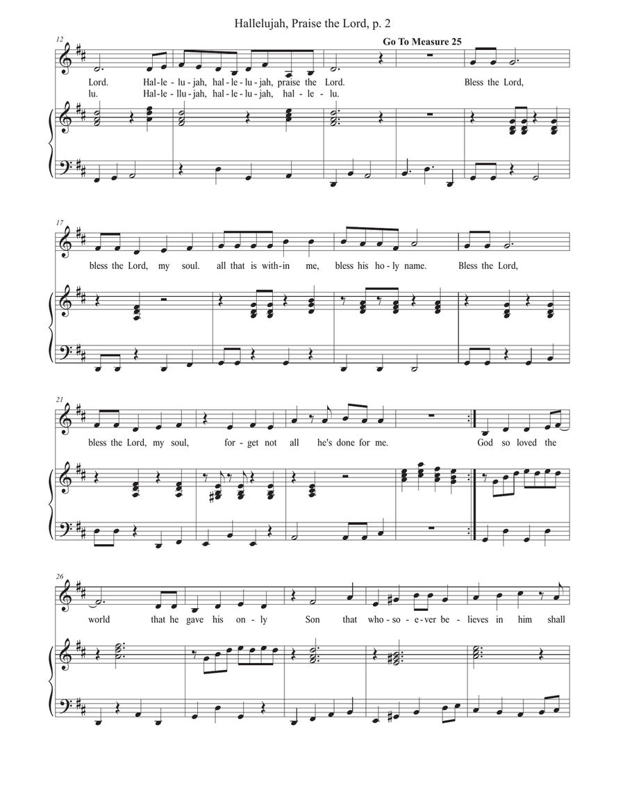 Hallelujah, Praise the Lord Unison Choir scores gallery preview page 2