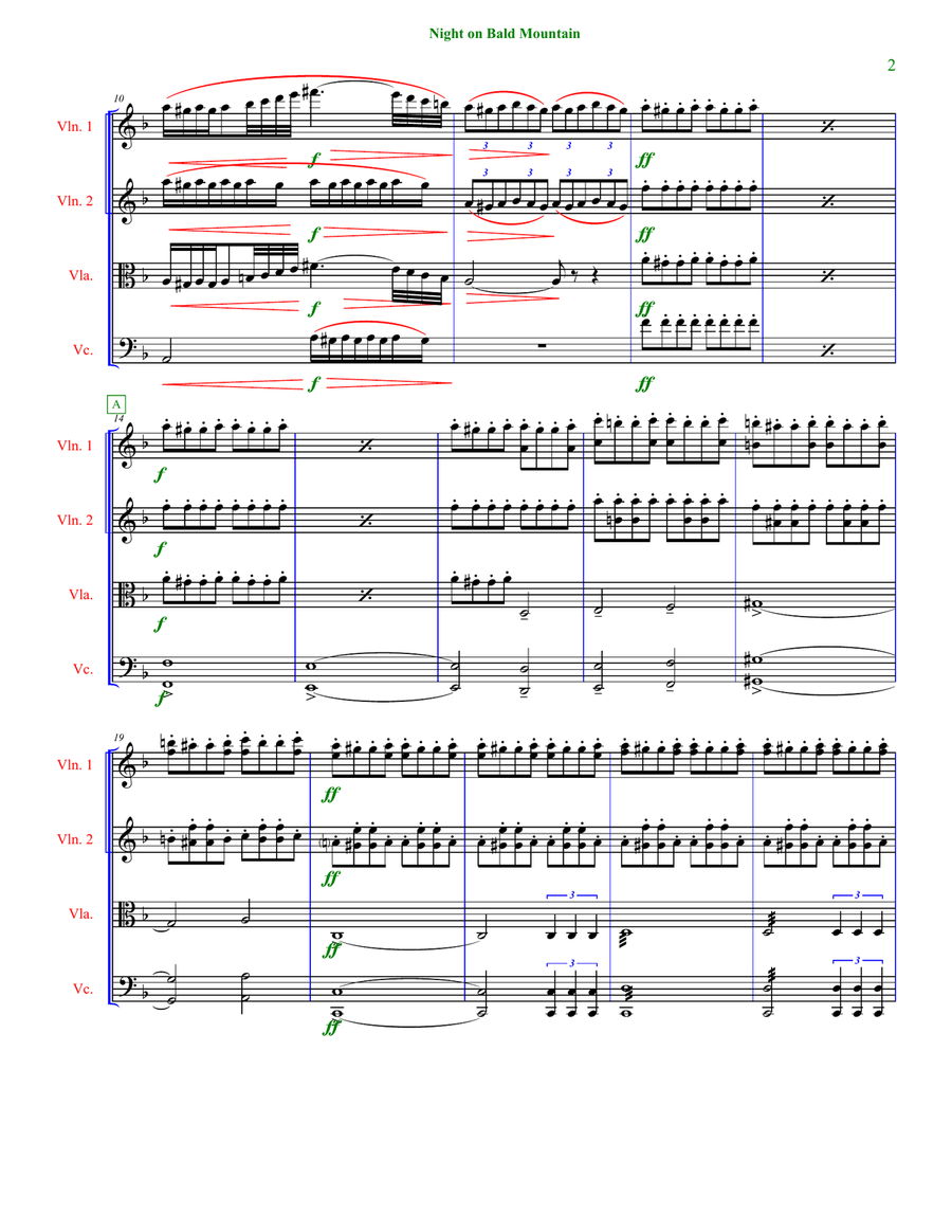 Mussorgsky: Night on Bald Mountain String Quartet scores gallery preview page 2