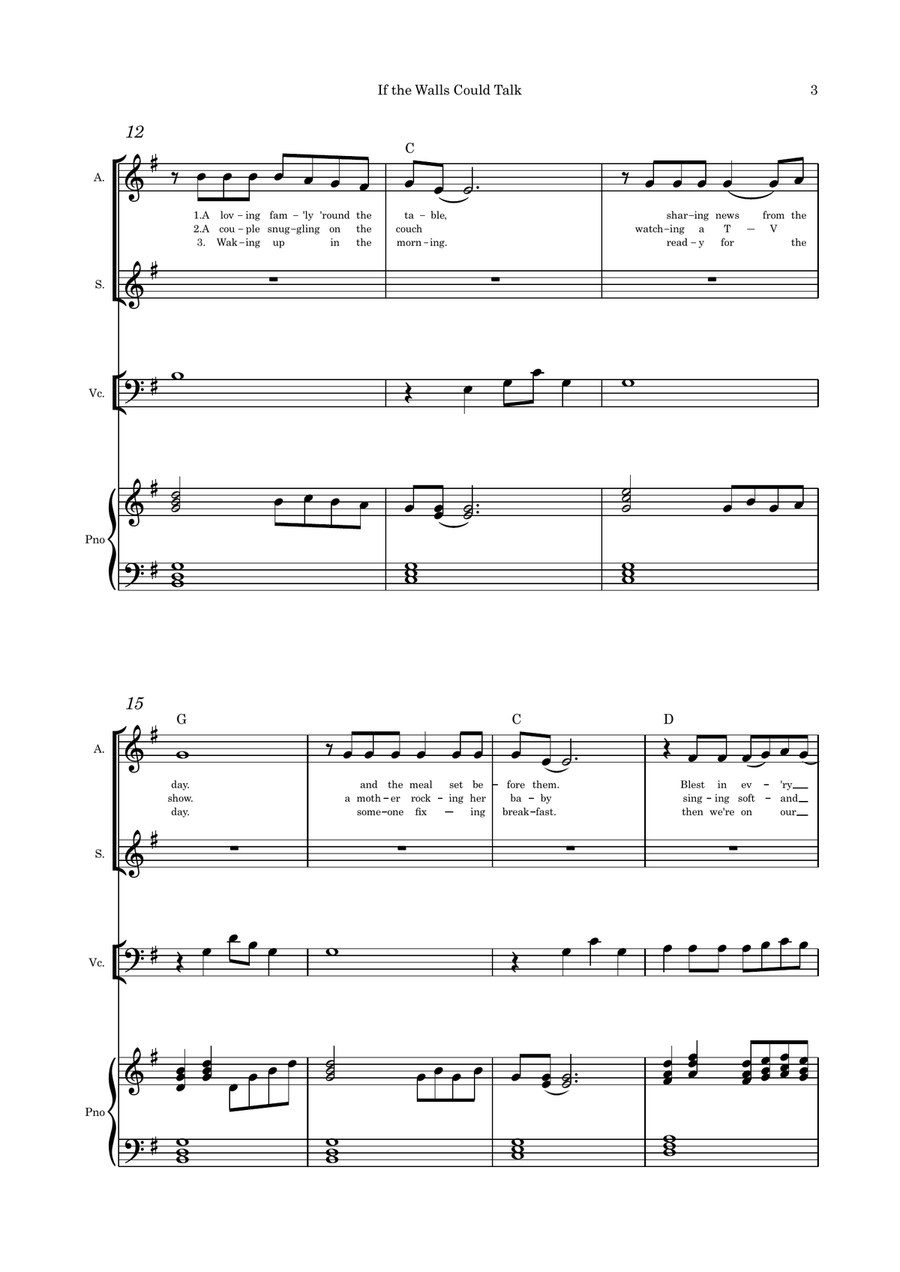 If the Walls Could Talk (song) duet cello and piano Small Ensemble scores gallery preview page 3