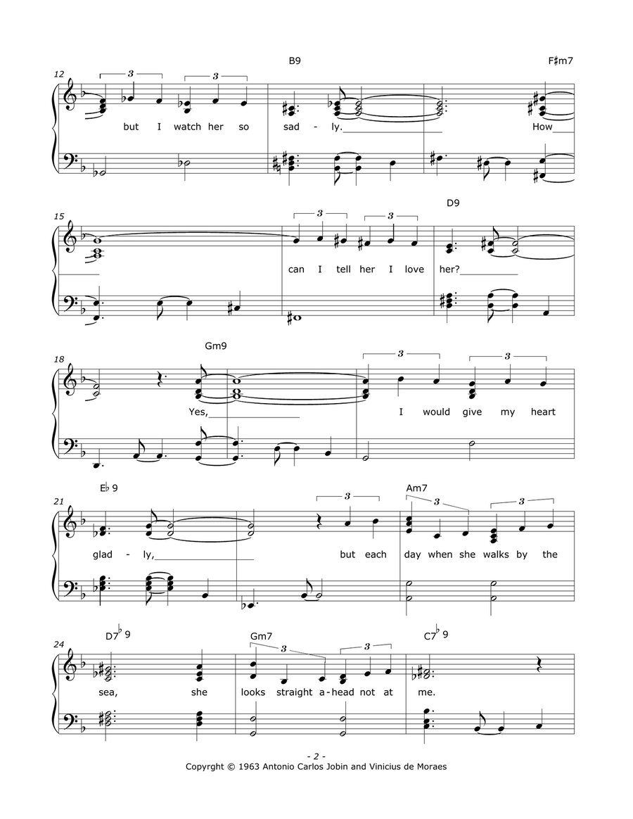 The Girl From Ipanema (Garôta De Ipanema) Piano, Vocal scores gallery preview page 2