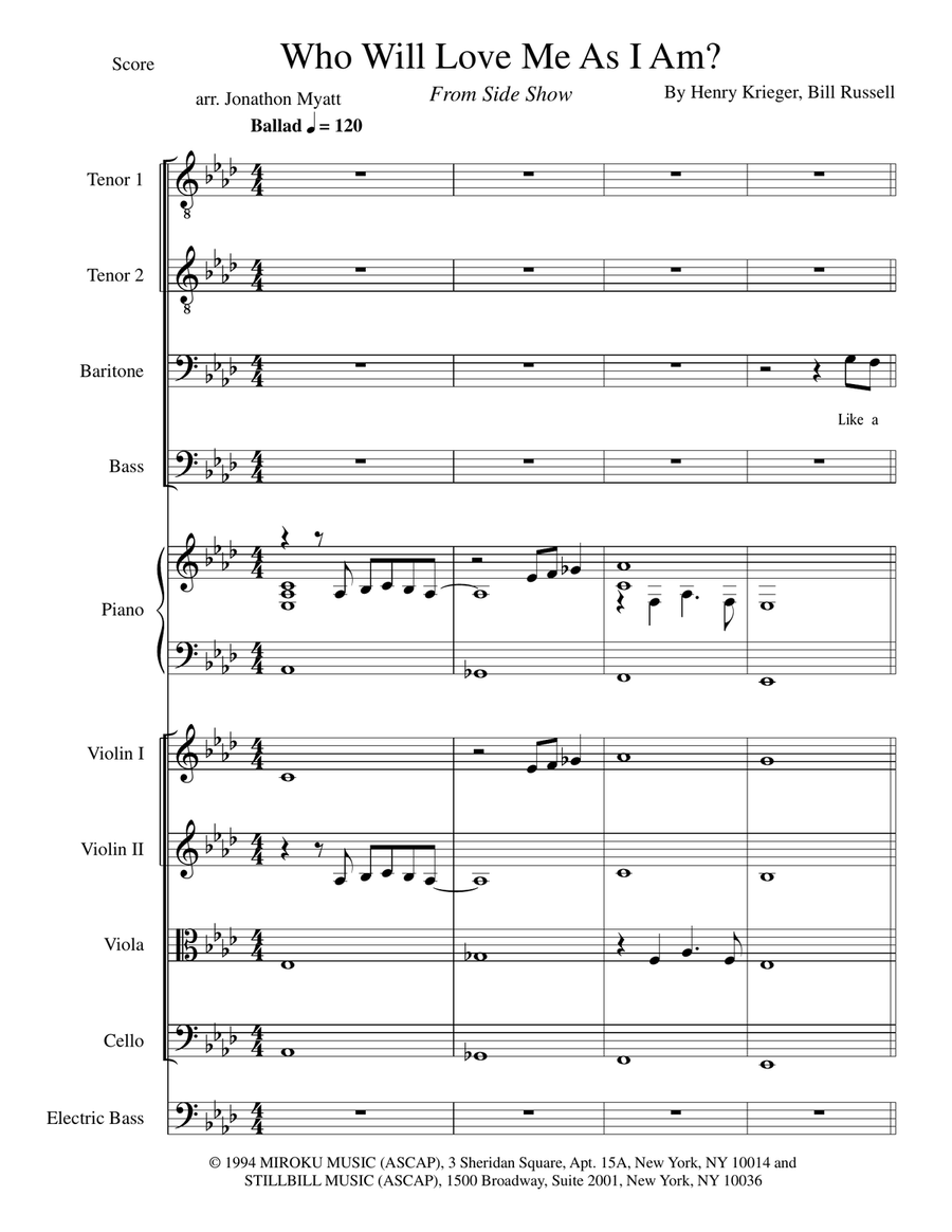 Who Will Love Me As I Am? String Orchestra scores gallery preview page 1