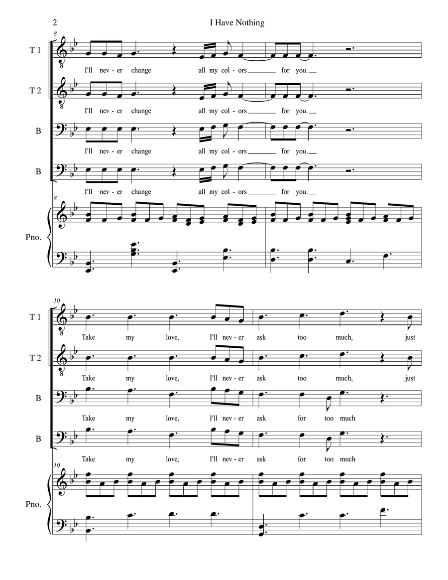 I Have Nothing I Have Nothing TTBB scores gallery preview page 2