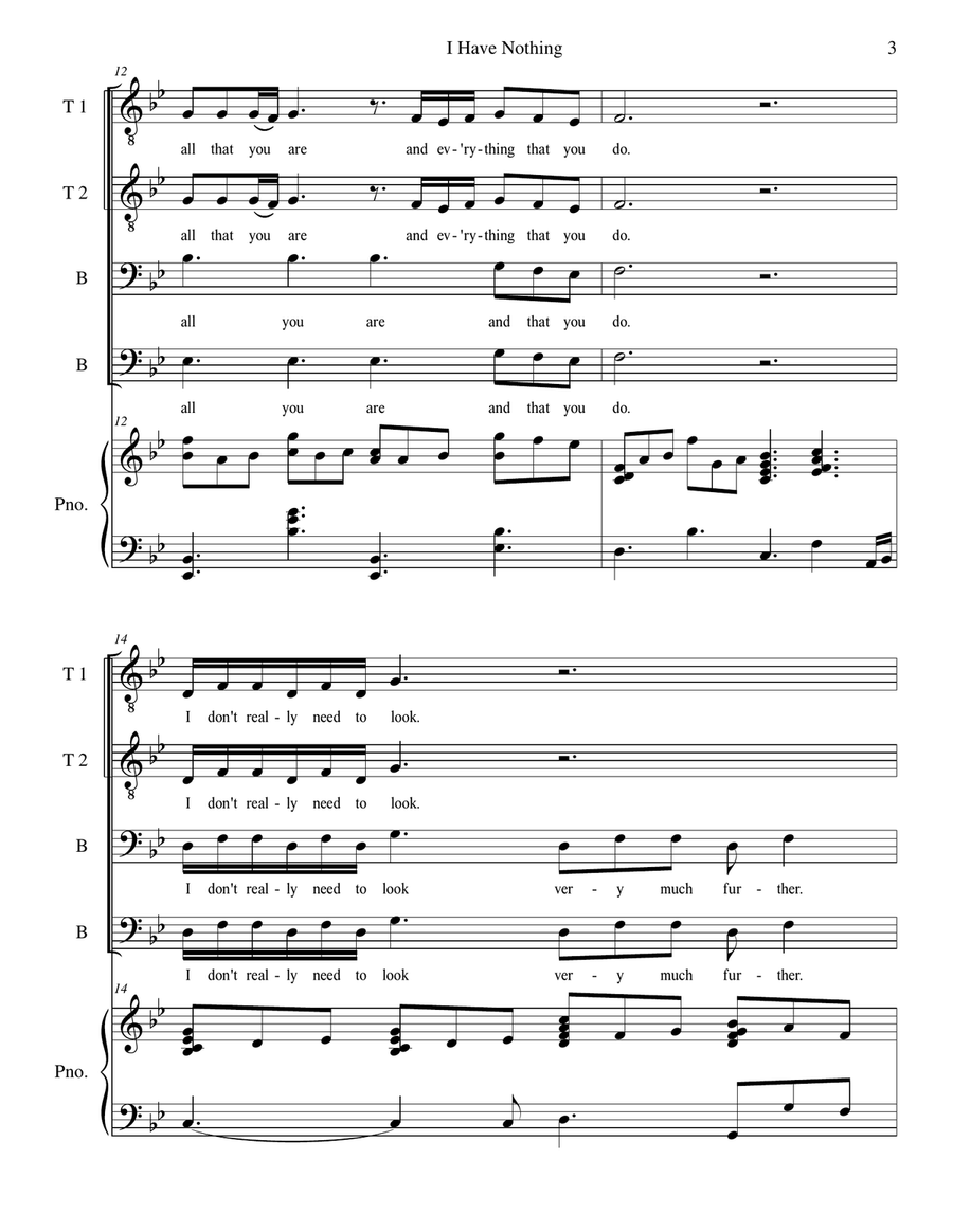 I Have Nothing I Have Nothing TTBB scores gallery preview page 3
