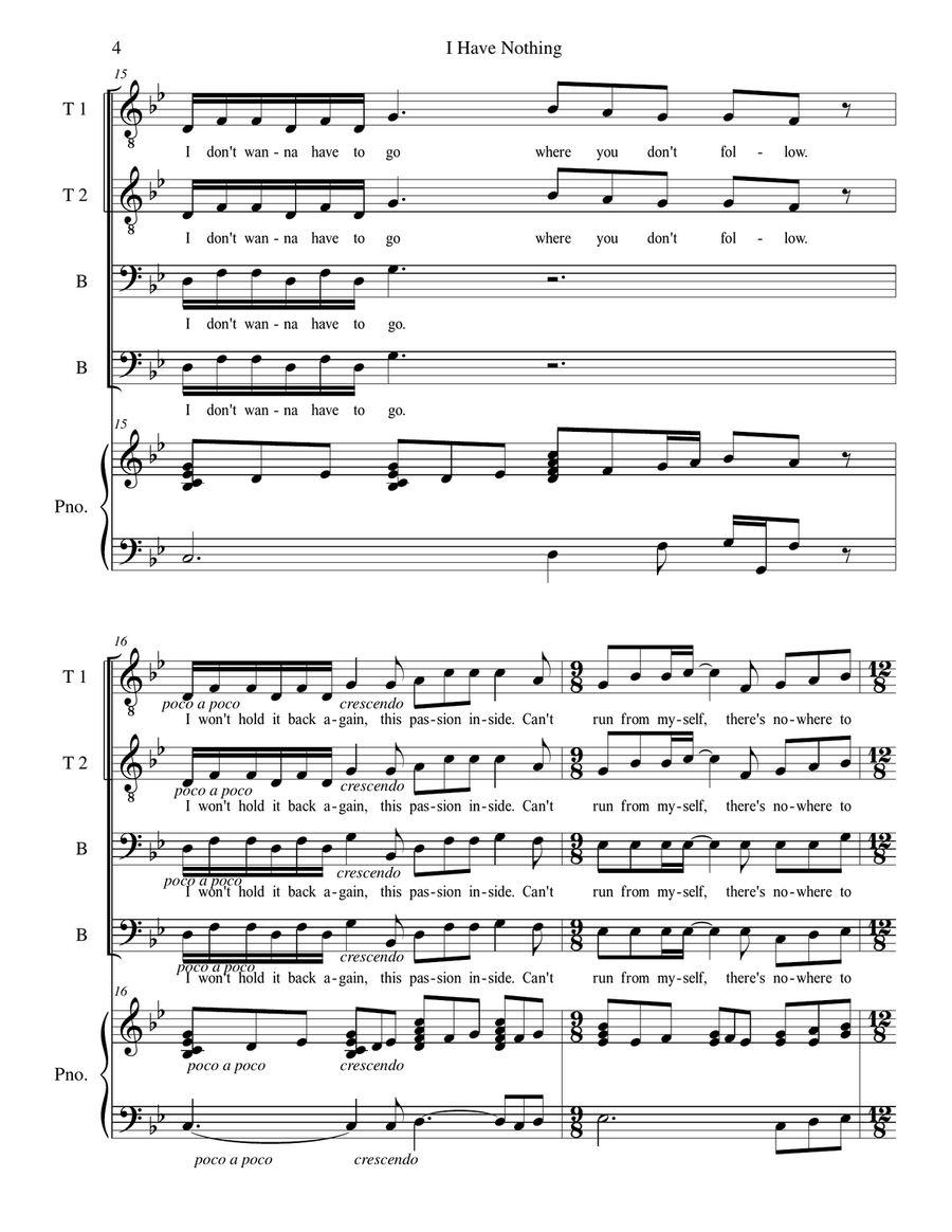 I Have Nothing I Have Nothing TTBB scores gallery preview page 4