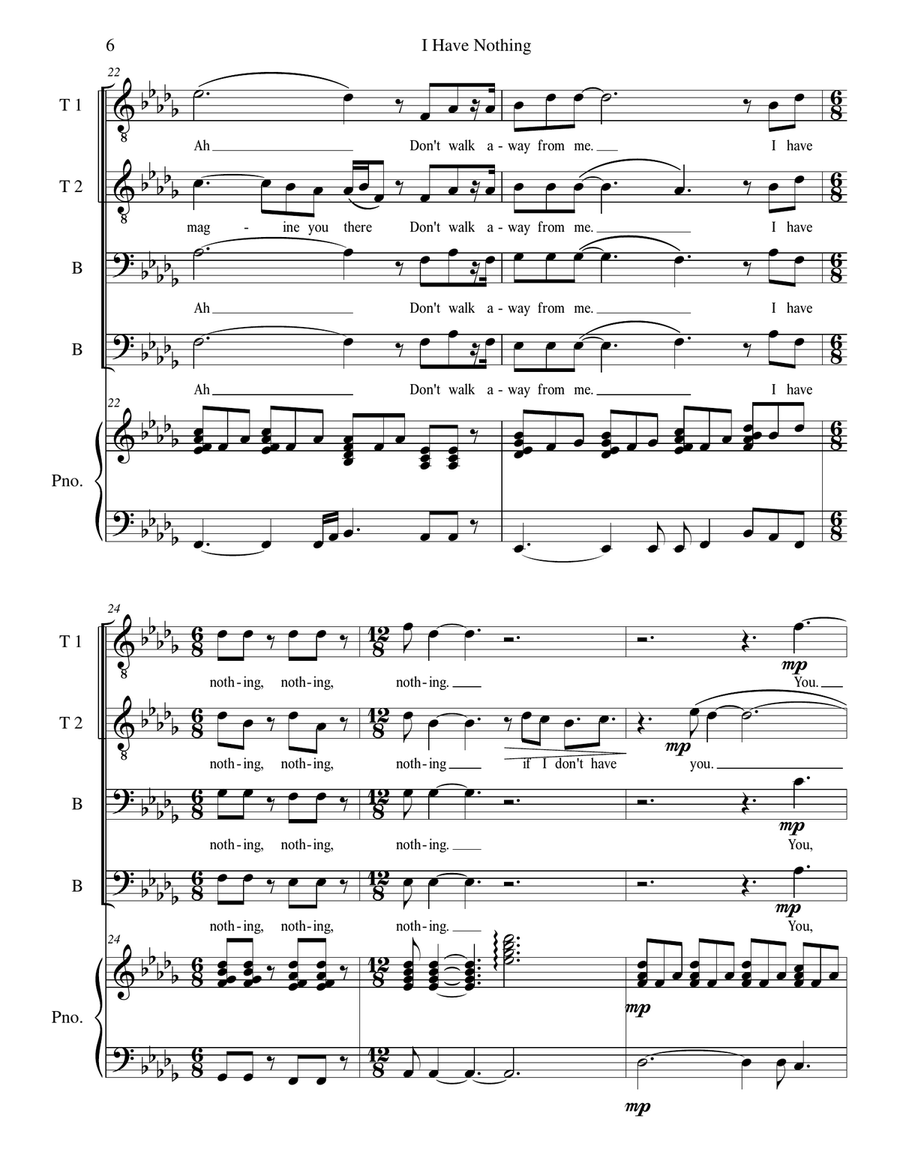 I Have Nothing I Have Nothing TTBB scores gallery preview page 6