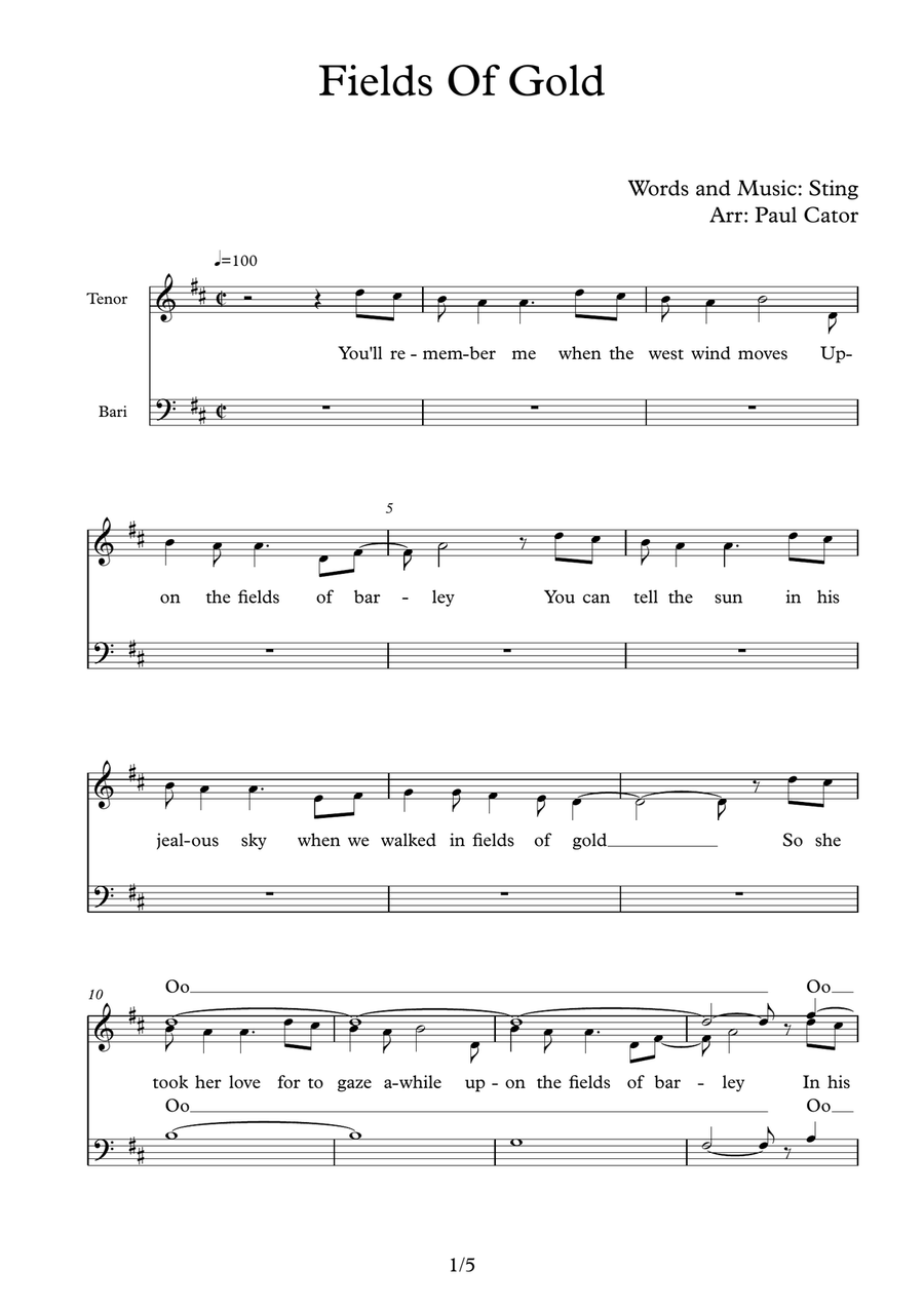 Fields Of Gold Fields Of Gold TTBB scores gallery preview page 1