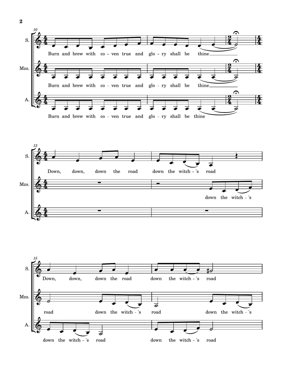 The Ballad Of The Witches' Road (Sacred Chant Version) SSA scores gallery preview page 2