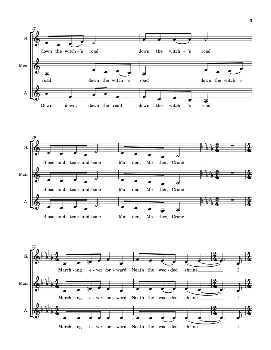 The Ballad Of The Witches' Road (Sacred Chant Version) SSA scores gallery preview page 3