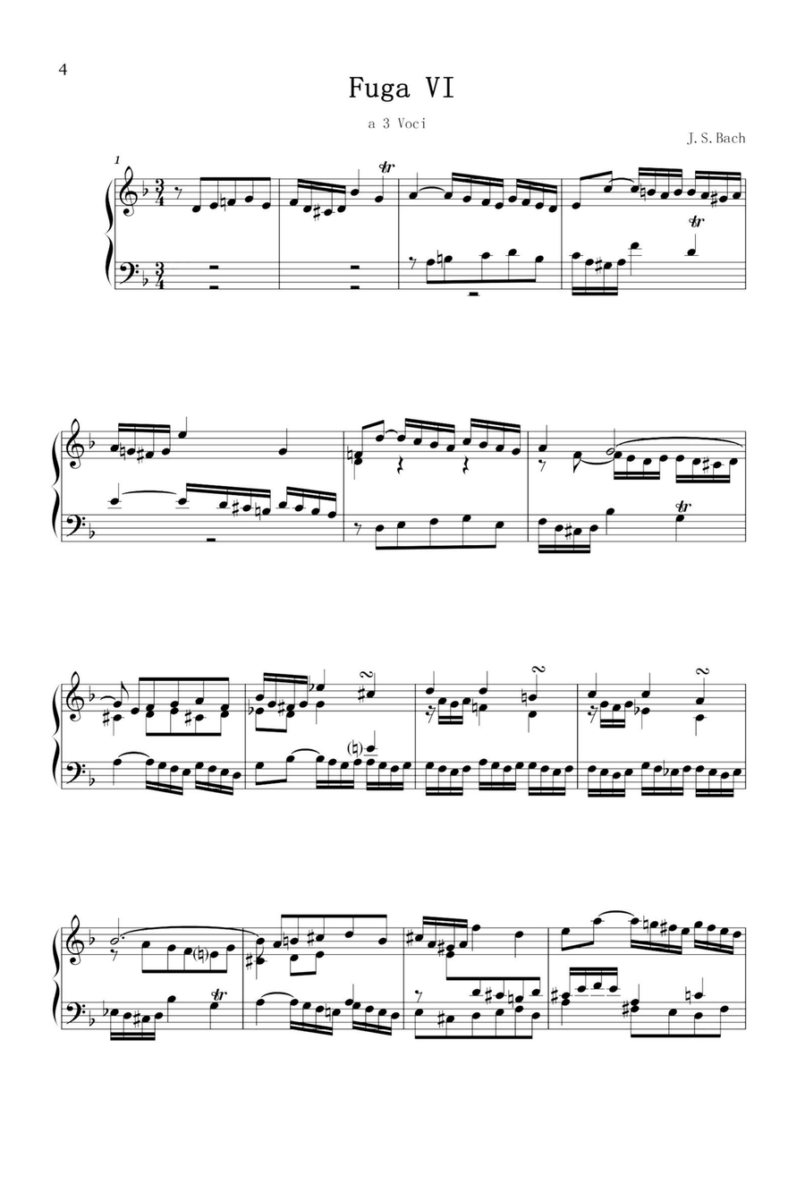 Preludio Ⅵ BWV851 - Johann Sebastian Bach Piano Solo scores gallery preview page 3