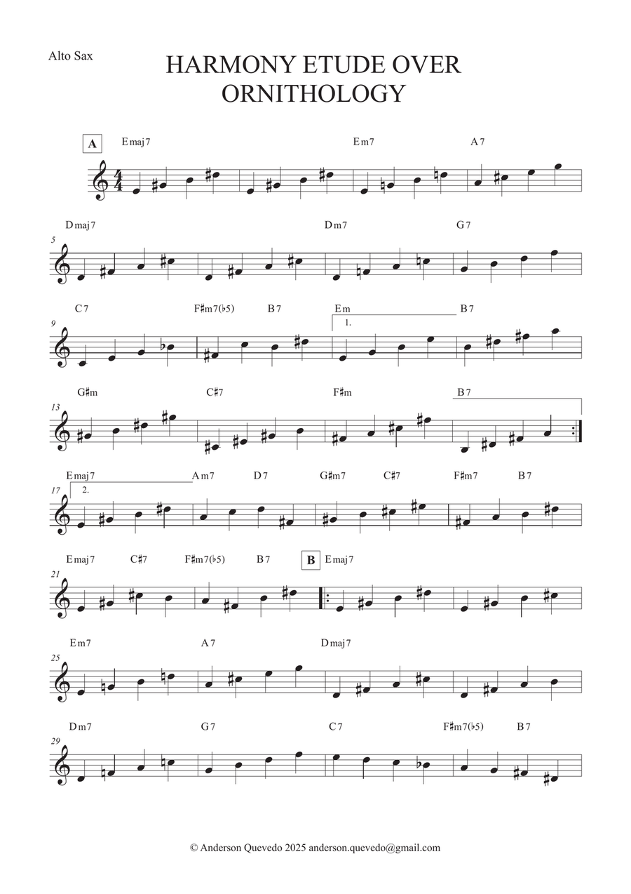 Harmony Etude Over Ornithology Piano scores gallery preview page 1