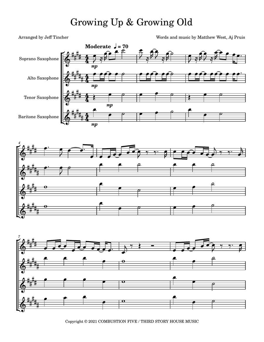 Growing Up & Growing Old Growing Up & Growing Old Saxophone Quartet scores gallery preview page 2