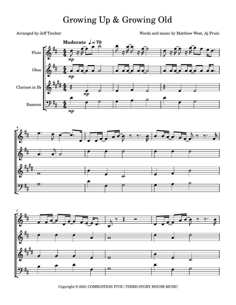 Growing Up & Growing Old Woodwind Quartet scores gallery preview page 2