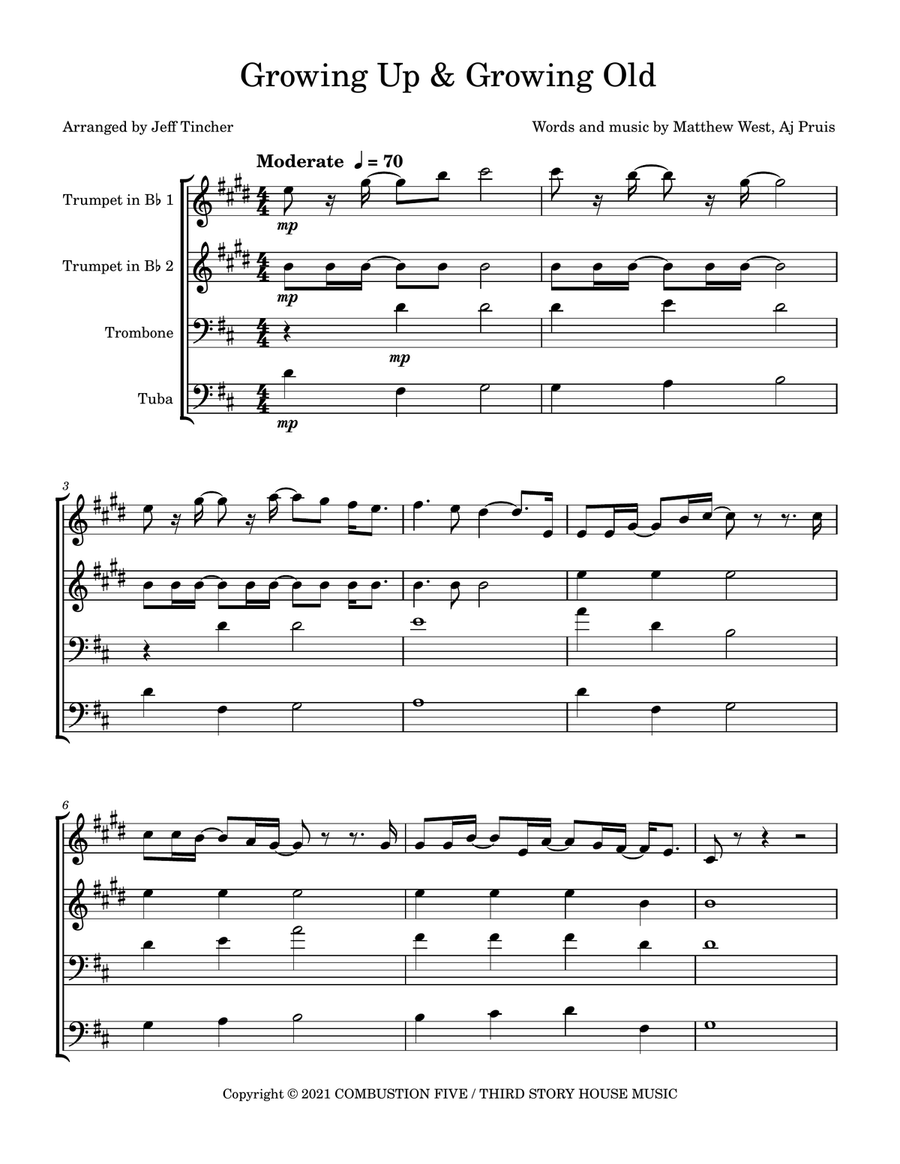 Growing Up & Growing Old Brass Quartet scores gallery preview page 2