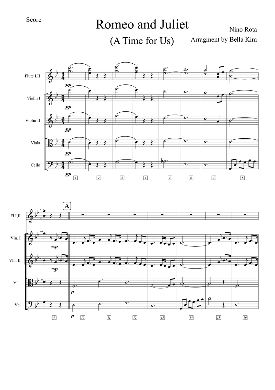 A Time For Us (Love Theme) Small Ensemble scores gallery preview page 1