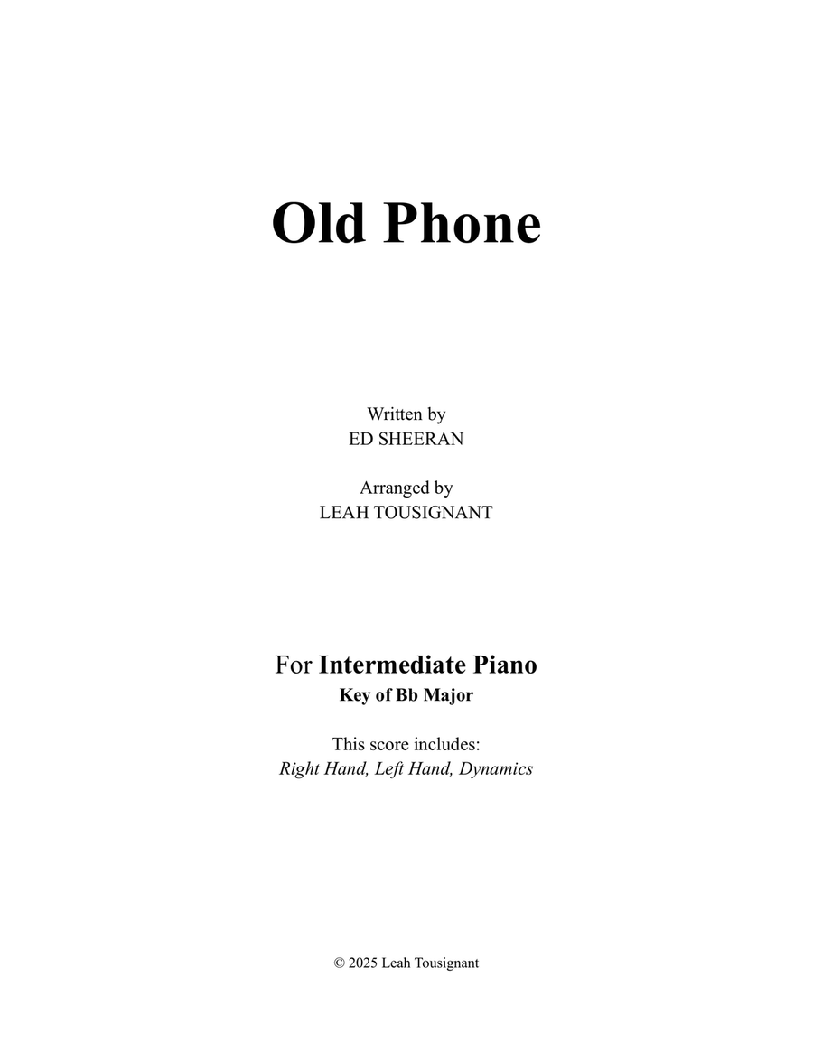 Old Phone Old Phone Piano Solo scores gallery preview page 1